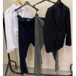 4 items of women's branded work wear. Grey marl trousers by F&F (size 12), navy pinstripe trousers
