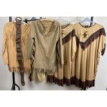 6 items of Native American style theatre costume. To include trousers and tunic tops with tassle