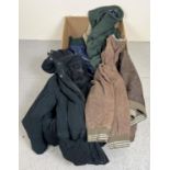 A box of men's coats, jackets & blazers. To include Lewis & finch, Ashworth and Burton.