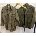 3 vintage items of military army clothing. A No.2 Dress jacket with belt, No.2 pattern trousers with