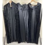 3 black velvet theatre costume long capes.