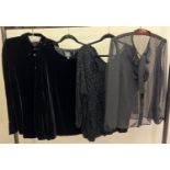 4 velvet and chiffon tops. A long sleeve top by Laura Ashley (size 16), velvet long sleeve shirt