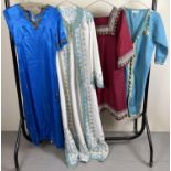 4 ethnic style theatre costume tunics with embroidered & metallic thread detail.