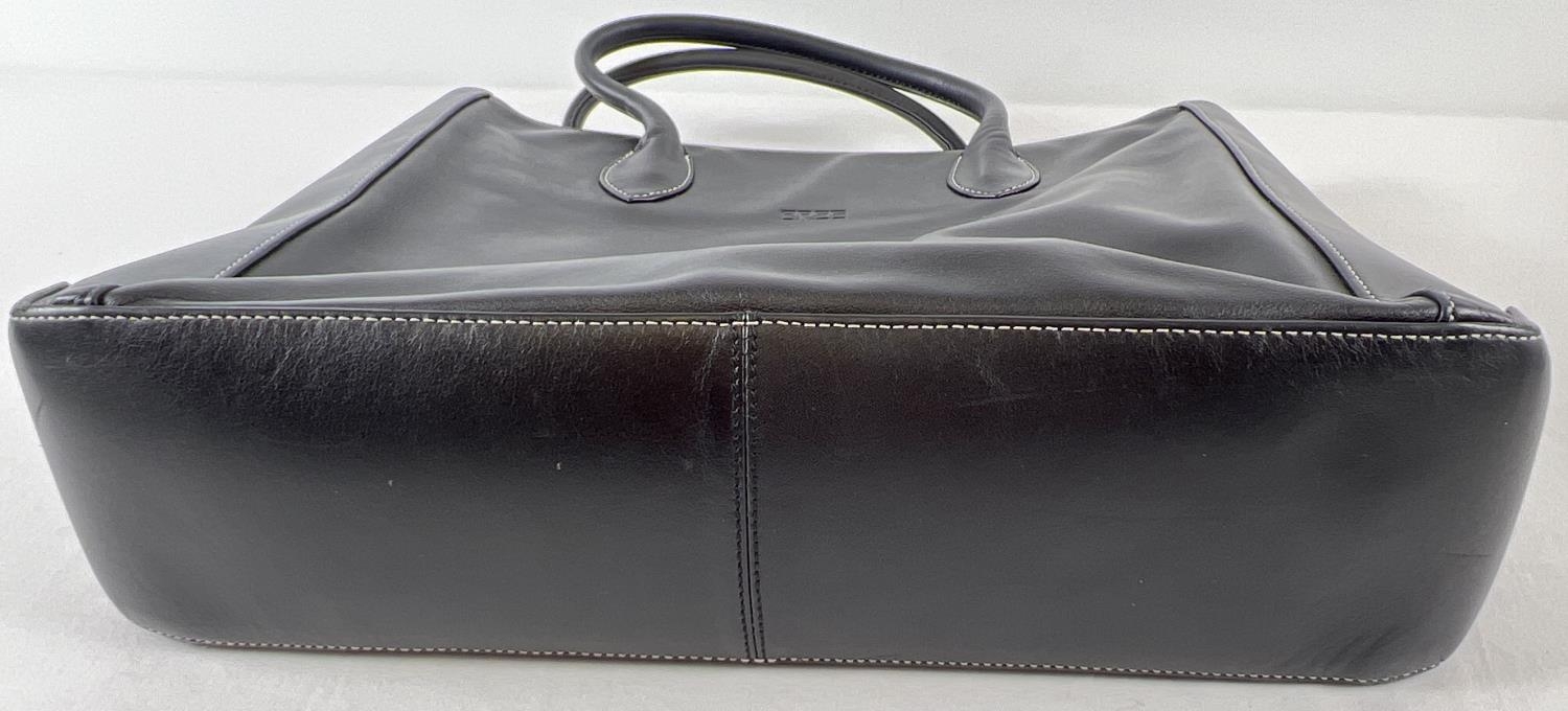 A soft black leather laptop tote work bag by Bree. Complete with detachable shoulder strap. Black - Image 7 of 7