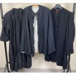 3 vintage black capes, coats and gowns, to include a graduation gown.