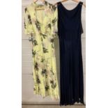 2 womens full length evening dresses by Ghost - 1 BNWT. A navy blue satin bias cut dress (size XL)