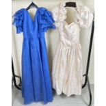 2 vintage 1980's short sleeved ball gown/ bridesmaid dresses. To include peach dress by Just Candy