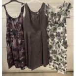 3 women's dresses by Jigsaw - all size 14. A black and white floral design, short sleeved chiffon