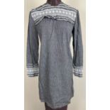 A vintage 1960's long sleeved grey sift dress by Dolly Rockers, designed by Sambo. With