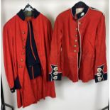 A vintage Chelsea Pensioners style 2 piece suit together with a Royal Mariners dress coat with brass