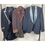 3 vintage theatre costume jackets, 2 tails coats and a blazer style jacket, all with decorative