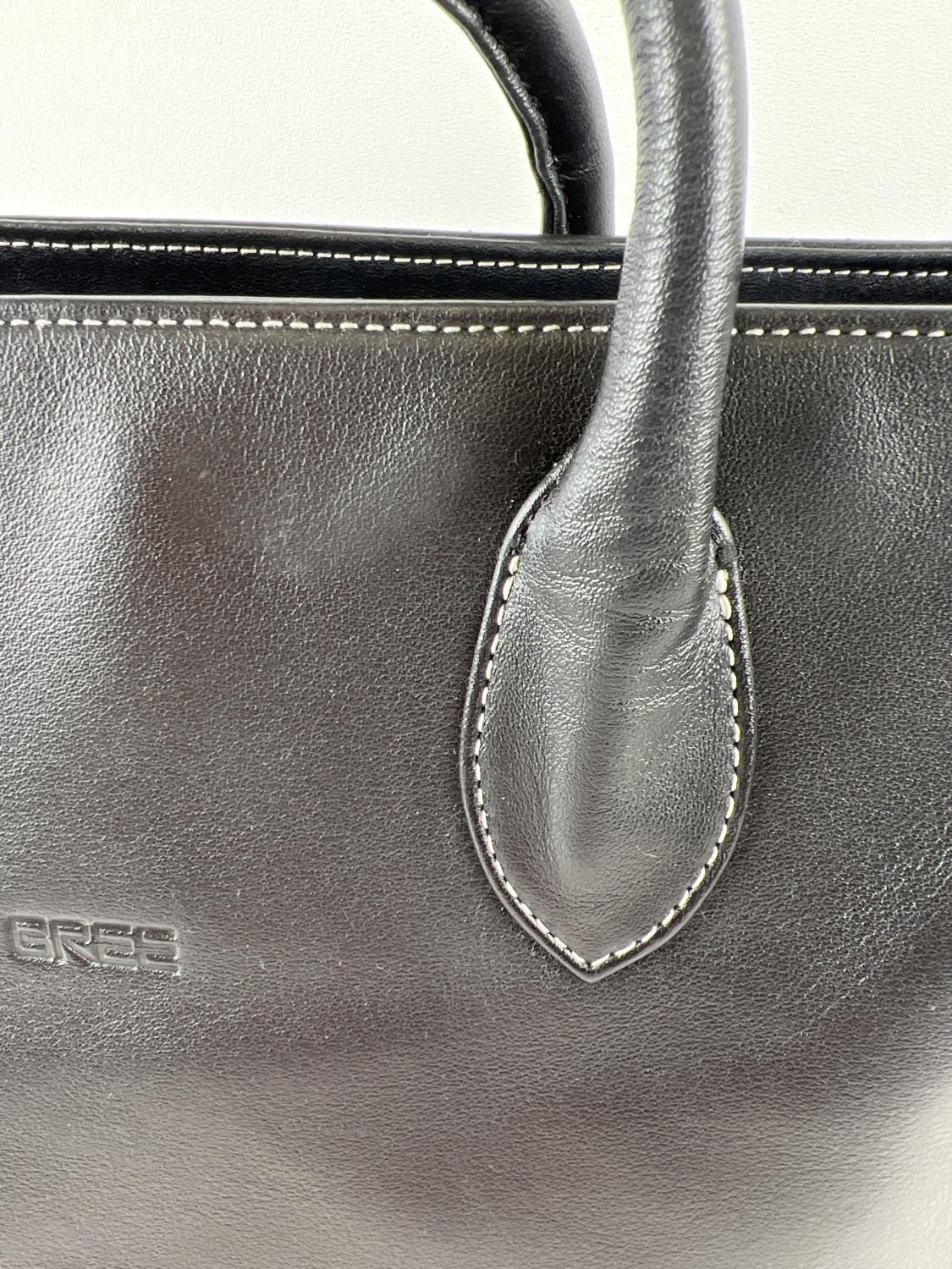 A soft black leather laptop tote work bag by Bree. Complete with detachable shoulder strap. Black - Image 3 of 7