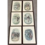 A set of six framed and glazed vintage prints depicting Victorian sports. To include: coaching,