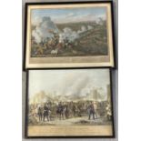 An antique Carington Bowles coloured etching of an 18th Century battle scene - 'The Battle of Newark