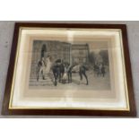 A large framed and glazed 19th century monochrome print "The Day Of Reckoning" printed by Dowdeswell