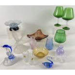 A box of assorted vintage and mid century clear and coloured glass. To include: Ditchfield style