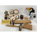 A collection of vintage brewery related and assorted misc items. To include: Guinness glasses, gavel