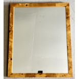 A burr walnut veneer framed wall hanging mirror. approx. 56 x 45.5cm.