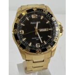 A men's MB1044B wristwatch watch Accurist. Gold tone case and bracelet strap with black face, gold