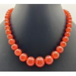 A 14" beaded necklace made from graduating Carnelian beads, with spring ring clasp. Retired