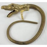 An early 20th Century brass car horn in the form of a Boa Constrictor's snake head. With