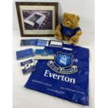 A collection of various Everton FC items to include a picture of Goodison park, little book of