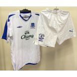 A child's Everton FC 2004/05 away kit football shirt. Size XLB. Together with a white pair of