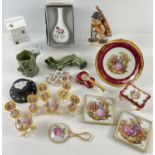A box of assorted vintage ceramics to include Limoges, Wade, Wedgwood and Goebel Hummel. Lot