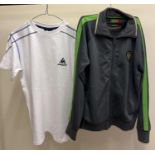 A Portugal FC zip up long sleeved sports top - size S, together with a Le Coq Sportif short