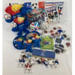 A collection of assorted vintage football related toys and collectables. To include France '98 World