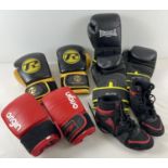 A collection of Boxing gloves to include: a pair of Ringside gold and black 14-oz; Lonsdale XLite