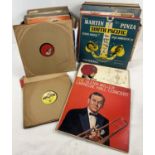 2 boxes of vintage 78's and LP records to include classical, folk music and musicals. 78's to