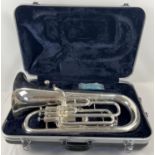 An Andreas Eastman 3 valve euphonium with hard shell carry case. Complete with mouthpiece and