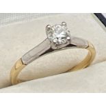 An 18ct gold .33ct diamond solitaire ring. Full hallmarks to inside of band. Total weight approx 2.