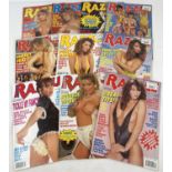 10 assorted issues of Razzle, adult erotic magazine, from volumes 6 - 10.