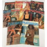 10 vintage 1070's issues of Playbirds, adult erotic magazine. All in very good condition.