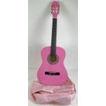A Martin Smith pink wooden cased classic 6 string guitar W-36-PNK-PK. Complete with pink canvas