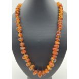 A vintage graduating Baltic amber bead necklace with screw barrel clasp. Approx. 24 inches long.