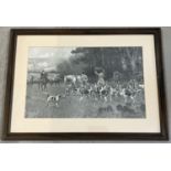 Gilbert Scott Wright (1880 - 1958) - antique fox hunting print. In dark wood frame. Frame size