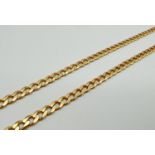 A 20 inch silver gilt heavy curb chain necklace with lobster style clasp. Silver marks to clasp