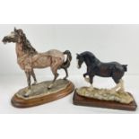 2 collectable resin horse figures. A Teviotdale, Scotland model of a shire horse by R Wallis with