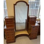 A Victorian mahogany twin pedestal cheval mirror dressing/vanity chest. With 5 drawer pedestals,