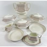 A collection of Adams "Sharon" shamrock pattern tableware. Comprising: large soup tureen (lid