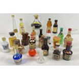 A collection of 24 alcohol miniatures to include novelty bottles mostly liqueurs. Examples include