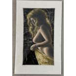 Krys Leach, local artist - nude oil on fabric covered canvas board, on a white mount, entitled "Plus