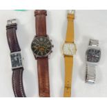 4 men's branded and designer wristwatches. Comprising: Seiko, Quartz, Emporio Armani with leather