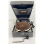 Portable gramophone circa 1929, made by The Celebrity Gramophone Company. In working order, fitted