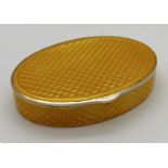 An early 20th century Marius Hammer Norwegian silver, Asprey oval shaped snuff box with yellow