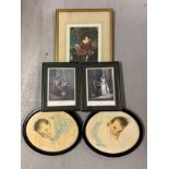A pair of 1930's Lilian Rowles baby prints in oval shaped frames. Together with 2 Cries of London