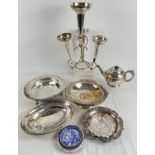 A quantity of assorted vintage silver plated table ware items. To include: epergne centrepiece